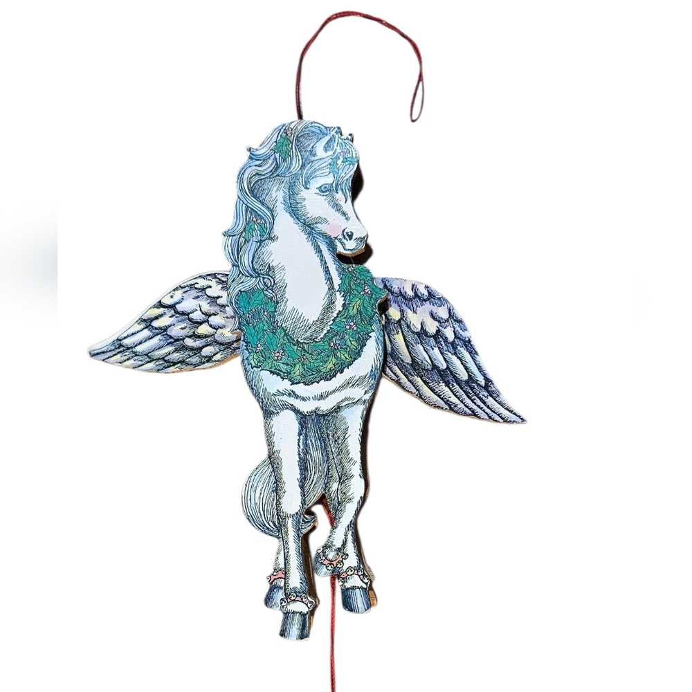Vintage Pull-String Pegasus Wings Come Out When String Pulled Susan Feved 1985